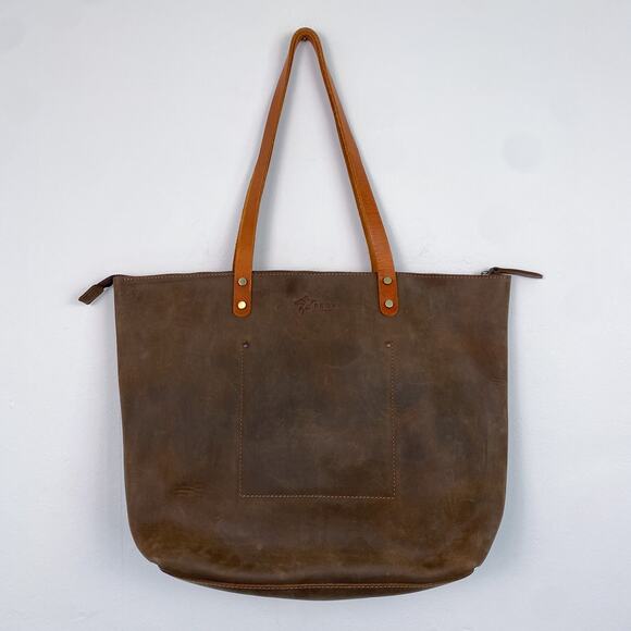 Pegai Large Brown Full Grain Leather Tote - Picture 1 of 6